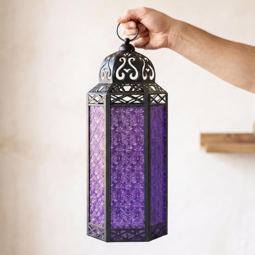 Vela Lanterns Decorative Indoor Tall Floor Candle Holder, Purple, XL - Image 3