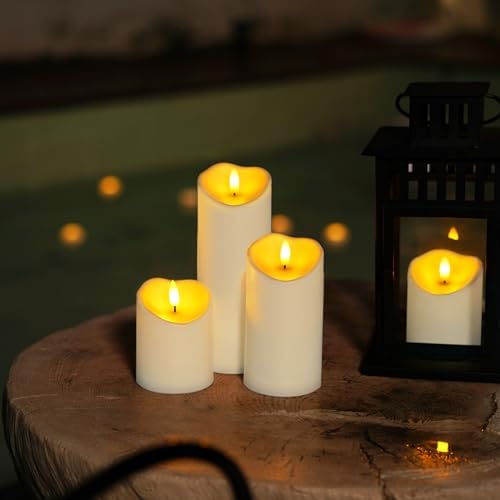 Homemory Flameless Candles with Timer and Remote Control, Battery Operated LED Candles, Realistic Fake Plastic Candles for Wedding, Festival, Home Decor, Waterproof Outdoor, D3”H4”6”8” - Image 4