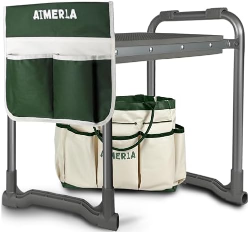Aimerla Foldable Garden Kneeler Seat Heavy Duty [Upgraded Widened Thick Kneeling Pad] Gardening Stool with Large Tool Bags with Pockets - Portable Garden Bench Gardening Gifts for Parents by Aimerla