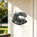 Japanese Pagoda Metal Wall Art Cherry Blossom Bridge Sculpture Zen Garden Decor for Living Room Bedroom Patio Indoor Outdoor Plaque (24 INCH) - Image 2