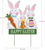 YEAHOME 3 Metal Bunny Decorative Garden Stakes for Easter Decor, Grey, Outdoor Decoration, Cottage Style, Water Resistant, Happy Easter Yard Sign - Image 4