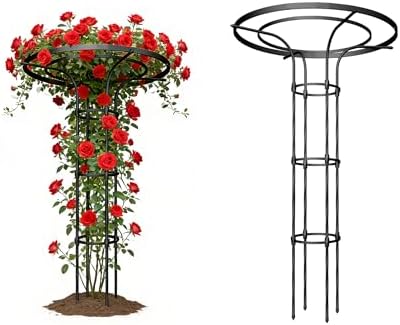 Umbrella Garden Trellis for Climbing Plants Outdoor, 55.1" Mushroom Top Trellis Stackable, Tall PE-coated Metal Obelisk Trellises for Potted Plants, Topiary Tower Vine Support for Rose, Bean, Clematis by TWIRA