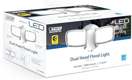 Feit Electric 28W Dusk to Dawn Dual Head Outdoor LED Security Flood Light, 2000 Lumens, 5000K Daylight, Adjustable Heads, Waterproof, Hardwired, 50,000-Hour Lifetime, S9DFL/850/DD/WH - Image 2