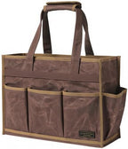 Tool Bag, Heavy Duty 16oz Waxed Canvas Water-Resistant Tool Pouches, Tool Tote with Handle for Tools, Wrenches, Screwdrivers (16.5 X 7 X 12 inch) | Brown by Denifiter