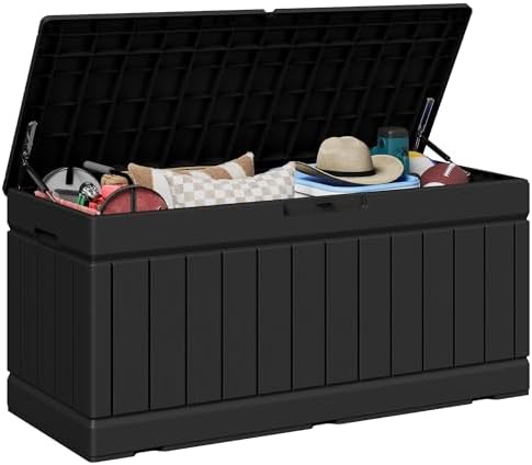 JUMMICO 78 Gallon Deck Box Waterproof Resin Outdoor Storage Box by JUMMICO