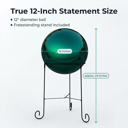 Lulu Decor, Light Green Stainless Steel Gazing Mirror Ball Size 12 with Stand - Image 6