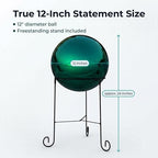 Lulu Decor, Light Green Stainless Steel Gazing Mirror Ball Size 12 with Stand - Image 6