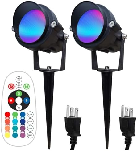 TOVEENEN Color LED Outdoor Landscape Spotlight - 120V 12W Waterproof Spot Lights for Christmas Halloween Yard House, 2 Pack by TOVEENEN