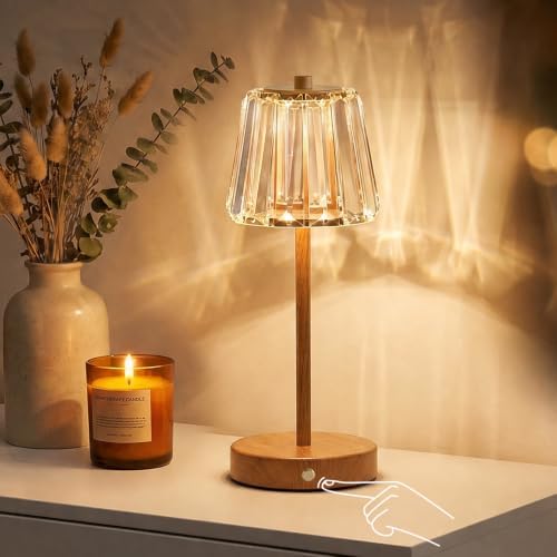Oneach 13" Small Crystal Cordless Table Lamp, Touch Rechargeable Desk Lamps - Image 2