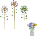 H&D HYALINE & DORA 3 Pcs Crystal Sunflower Suncatchers with 13'' Gold Trellis Metal Plant Stake and 7 Pcs Mini Glass Tulip Flower Hand Blown Glass Artificial Flowers with Clear Vase by HDHYALINEDORA