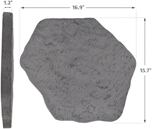 Arcadia Garden Products Set of 4, 16x17” Dark Gray Stepping Stone Fiberclay Pavers, Outdoor Garden Natural Repeatable Pattern Pathway, Faux Stone Decorative Landscaping Walkway - Image 6