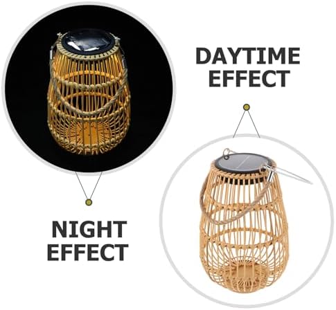 Kisangel Solar Outdoor Lantern and Decorative Hanging Solar Lamp for Patio Garden Waterproof Iron Frame Faux Rattan with Handle Ambient Yard Lighting for Home and Balcony - Image 3