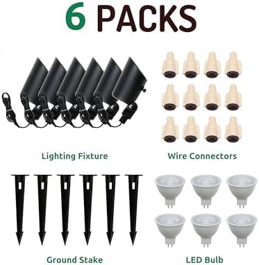 Lumina Lighting® 4W Landscape Lighting 12V Landscape Lights Low Voltage Landscape Spotlights Warm White Waterproof Outdoor Replaceable LED Bulb for Garden, Lawn, Porch, Patio and Yard (Black, 6-Pack) - Image 3