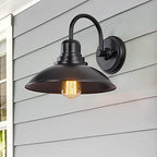 GOLDHILL Black Gooseneck Outdoor Barn Light, Farmhouse Vanity Lights with E26 Based Socket, Round Exterior Lights for House Garage Bathroom Bedroom - Image 3