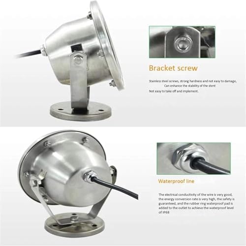 RGB Underwater Pond Lights - Submersible LED Fountain Light, AC 24V Low Voltage Pool Lighting Lights, IP68 Waterproof Underwater Spotlight(Blue,6w) - Image 4
