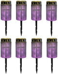 Poceacles Cross Solar Lights Pack of 8 Waterproof Solar Garden Lights Cemetery Solar Outdoor Lights Outdoor Stake Automatic Solar Lantern for Cemetery Grave Decoration, Cross Galaxy Violet by Poceacles