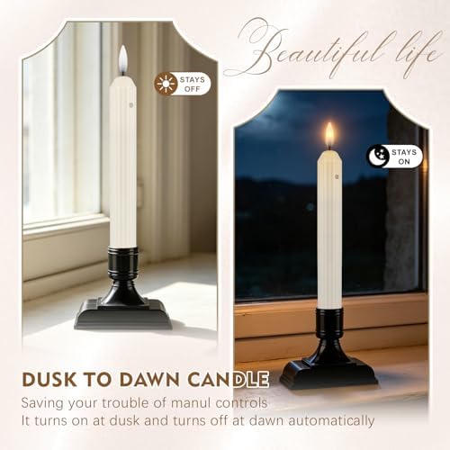 Enpornk 12 Pcs Window Candles with Sensor, Ivory with Black Holders - Image 3
