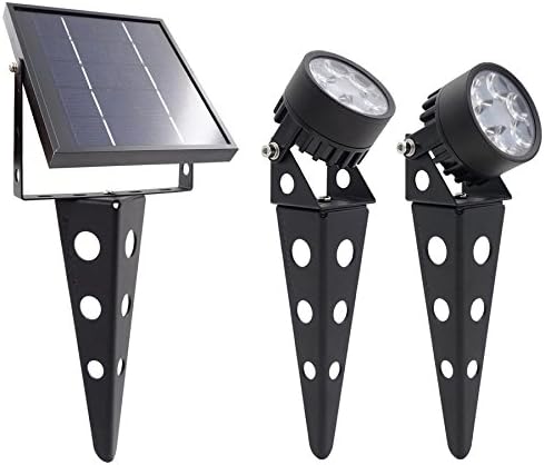 Legacy Mini 50X Twin Solar-Powered Spot Lights LED Spotlight Flag Pole Light (Warm White LED) for Outdoor Garden Yard Landscape Uplight Downlight, Waterproof, Black Finish by SolarLightMart