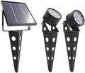 Legacy Mini 50X Twin Solar-Powered Spot Lights LED Spotlight Flag Pole Light (Warm White LED) for Outdoor Garden Yard Landscape Uplight Downlight, Waterproof, Black Finish by SolarLightMart