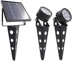 Legacy Mini 50X Twin Solar-Powered Spot Lights LED Spotlight Flag Pole Light (Warm White LED) for Outdoor Garden Yard Landscape Uplight Downlight, Waterproof, Black Finish by SolarLightMart