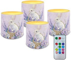 4 Pack Flameless Candles with Remote and Timers Flickering Battery Operated Candles Outdoor Flameless LED Pillar Tea Lights for Home Decor, Flower Easter Bunny Eggs by Merkmak