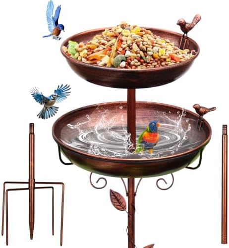 Metal Bird Bath Bronze 2-in-1 Freestanding Garden Birdbath by Unknown