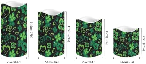Green Leaf Flameless Candles LED Pillar Candles Battery Operated Candles with Remote and Timers Color Changing Electric Fake Plastic Candles Saint Patrick's Day Decorations - Image 2