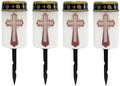 Poceacles Cross Solar Lights Waterproof Solar Garden Lights Cemetery Solar Outdoor Lights Outdoor Stake Automatic Solar Lantern for Cemetery Grave Decoration, Red Gothic Cross, Pack of 4 by Poceacles