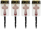 Poceacles Cross Solar Lights Waterproof Solar Garden Lights Cemetery Solar Outdoor Lights Outdoor Stake Automatic Solar Lantern for Cemetery Grave Decoration, Red Gothic Cross, Pack of 4 by Poceacles