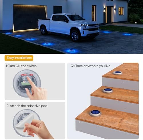 Blue Solar Driveway Lights Outdoor 6 Pack Dock Deck Lights IP68 Waterproof - Image 6