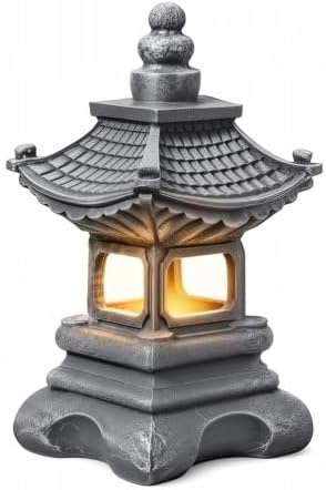Garden Statues Outdoor, Solar Garden Statues, Solar Pagoda Garden Statue by Unknown