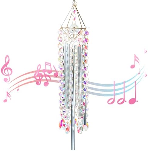 Crystal Wind Chimes - Glass Wind Chimes for Outside, Outdoor Crystal Suncatcher with Tuned Tubes, Reflective Windchimes Outdoors Unique, Hanging Prism Rainbow Maker Chandelier Home Decor Gift by Dvehdbay