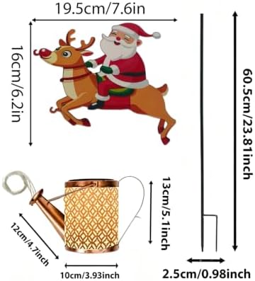 Christmas Solar Kettle Lights,Solar Santa Claus Watering Can Light，B(Warm) - Image 2