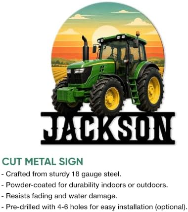 Personalized Tractor Metal Sign – Custom Farmer Name Wall, Barn, Farm, Garage, Workshop, Porch, Home, or Office Decor, Gift for Dad, Mom, Husband, Wife, Farmer on Birthday or Holiday - Image 2
