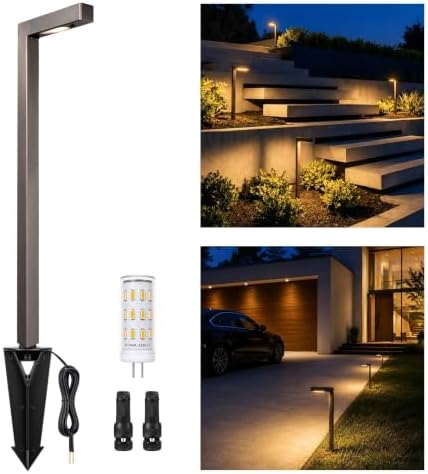 Gardenreet Brass Low Voltage L-Shaped Path Light, Bronze, G4, 2700K, 1Pack by Gardenreet