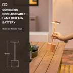 Kakanuo Wooden Rechargeable Cordless Lamp - Touch Control, 3 Color Temperature, LED Outdoor Wireless Lamp, Battery Operated Lamps, Stepless Dimmable, Set of 2 - Image 5