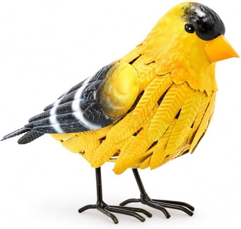 GUTE American Goldfinch Metal Garden Bird, Yard Sculpture Art - Large Realistic Standing Gold Finch Bird - Outdoor Fall, Winter, Spring, Summer Decoration - Decor - Perfect and Sympathy Gifts by Gute