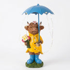 ASAWASA Solar Powered Highland Cow Statue with LED String Lights 12.4in by asawasa