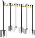 6 Pack String Light Poles for Outside, Adjustable Metal Patio Light Poles by Fussion