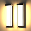 Sytmhoe Modern 2Pack Outdoor Wall Light Fixture,16in 10%-100% Dimming LED Porch&Patio Wall Light Fixture,3000K Black Exterior Sconce Light Mounted for House Garage Porch Courtyard(2Packs) by SytmhoeWallLighting
