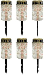 Poceacles Cross Solar Powered Outdoor Lights Cemetery Solar Candle Solar Memorial Lights Outdoor Waterproof Landscape Lights for Yard Patio Lawn Outdoor Home Decor, Vintage Rose Cross, Pack of 6 by Poceacles