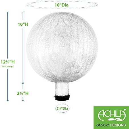 Achla Designs 10-Inch Crackle Gazing Globe Ball, Silver - Image 2