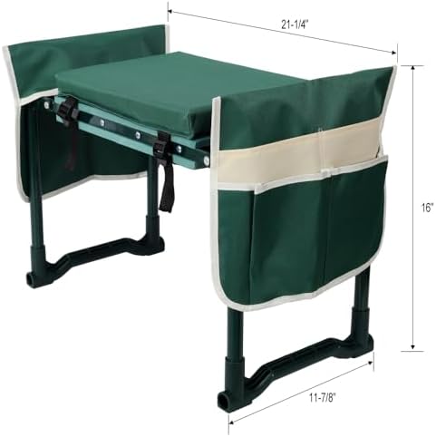 Garden Kneeler and Seat Bench with 2 Free Tool Pouch, Foldable Stool, EVA Foam Pad, with an Extra Soft Wider Cushion, and Large Tool Bag for Gardeninng Lovers - Image 2