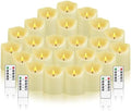 kakoya Flameless LED Candles Battery Operated with Remote and Timer,Flickering Electric Fake Plastic Pillar Candles Set of 24(D3 x H 3" 4" 5") Ivory by FLAMELESSCANDLES