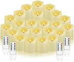 kakoya Flameless LED Candles Battery Operated with Remote and Timer,Flickering Electric Fake Plastic Pillar Candles Set of 24(D3 x H 3" 4" 5") Ivory by FLAMELESSCANDLES