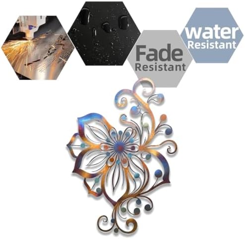 Floral Metal Wall Art Abstract Flower Plaque Rustic Home Decor Indoor Outdoor Hanging Sculpture for Living Room Bedroom Garden Porch Stylish Elegant Botanical Ornament (24 Inch) - Image 7
