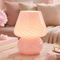 ULAROOM Dorm USB Plug-in Mushroom Lamp Small Bedside Table Lamp with 3 Temperature LED Bulb, Free Dimming Nights Light for Bedroom/Living Room/Entryway/Corner/Table Decor (Stripe Pink) by Ularoom