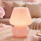 ULAROOM Dorm USB Plug-in Mushroom Lamp Small Bedside Table Lamp with 3 Temperature LED Bulb, Free Dimming Nights Light for Bedroom/Living Room/Entryway/Corner/Table Decor (Stripe Pink) by Ularoom