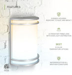 ASD LED Outdoor Wall Sconce, Nickel 120-277V 3000K 4000K 5000K ETL 2 Pack - Image 3