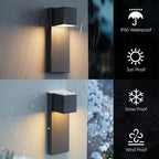 4 Pack 13" Modern Outdoor Led Wall Light,16W 3000K 1200Lumen Porch & Patio Hardwired Wall Mount Wall Sconces,Exterior IP65 Waterproof Aluminum Wall Lamp for Front Door Garage Garden(Black) - Image 2